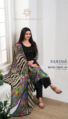 Vinay fashion by Silkina royal crepe 44 digital printed royal crepe with embroidered unstitched salwar suit catalogue at amaviexpo vinay fashion 