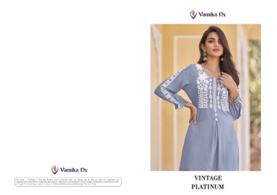 Vintage Platnium by Vamika Nx Heavy reyon thread work co ord set catalogue at affordable rate  Size wise Combo Set