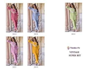 Vintage by Vamika nx tm heavy reyon thread embroidered fancy co ord set catalogue at low rate co ord set catalogs