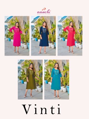 Vinti by Aanchi kurti Fancy straight cut sequence kurti catalogue at affordable rate  kurtis catalogs