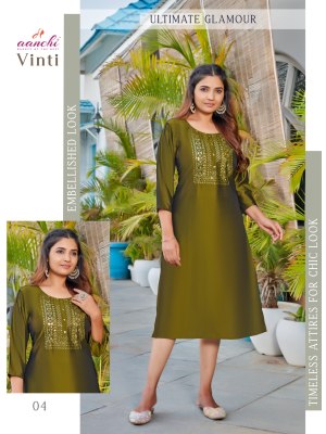 Vinti by Aanchi kurti Fancy straight cut sequence kurti catalogue at affordable rate  kurtis catalogs