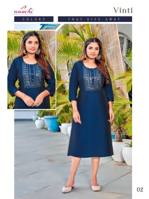 Vinti by Aanchi kurti Fancy straight cut sequence kurti catalogue at affordable rate  kurtis catalogs