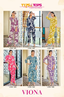 Viona by Tips and tops Heavy reyon printed Fancy Co ord set collection with low price co ord set catalogs