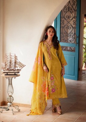 Viviana by PRM India Pure Cotton designer embroidered kurti pant with chunri at amavi expo readymade suit catalogs