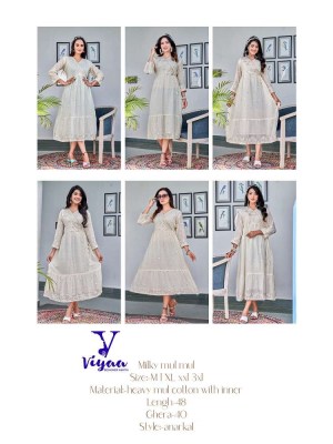 Viyaa Designer Milky Mul Mul Pure Cotton Anarkali Stylish Wholesale Kurti catalogue    kurtis catalogs