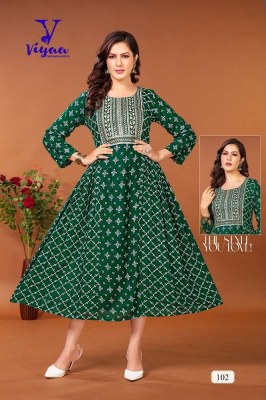 Viyaa designer new launch Cherry pure rayon printed long gown Kurti collection  kurtis catalogs