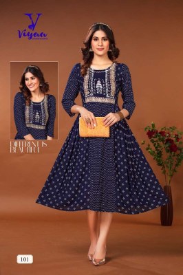 Viyaa designer new launch Cherry pure rayon printed long gown Kurti collection  kurtis catalogs