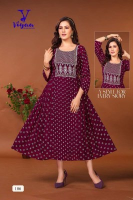 Viyaa designer new launch Cherry pure rayon printed long gown Kurti collection  kurtis catalogs