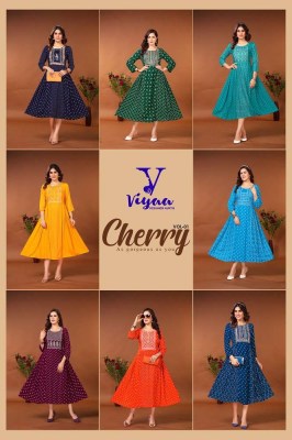 Viyaa designer new launch Cherry pure rayon printed long gown Kurti collection  kurtis catalogs