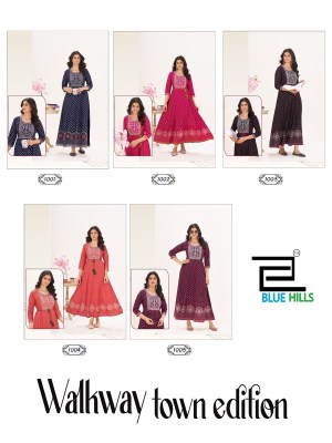 Walk way by Blue hills Anarkali Gown With Classic Neck Embroidery With Belt collection kurtis catalogs