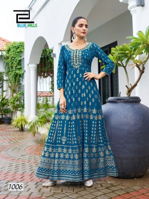 Walkway by Blue hills reyon long Fancy Anarkali Gown catalogue at affordable rate  gown catalogs