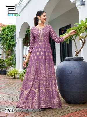 Walkway by Blue hills reyon long Fancy Anarkali Gown catalogue at affordable rate  gown catalogs