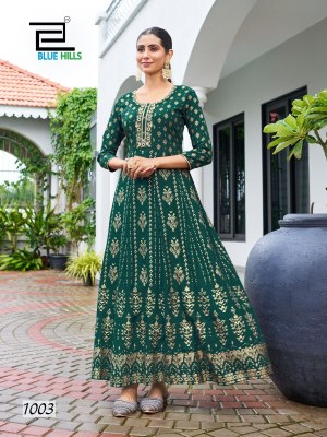 Walkway by Blue hills reyon long Fancy Anarkali Gown catalogue at affordable rate  gown catalogs