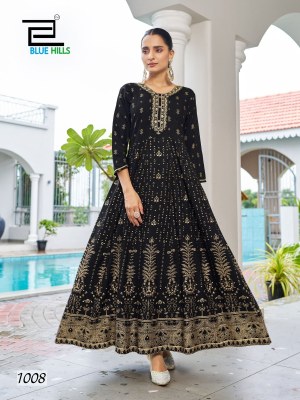 Walkway by Blue hills reyon long Fancy Anarkali Gown catalogue at affordable rate  gown catalogs