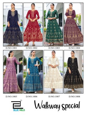 Walkway by Blue hills reyon long Fancy Anarkali Gown catalogue at affordable rate  gown catalogs