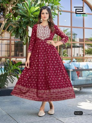 Walkway vol 50 by Blue hills fancy foil printed anarkali kurti catalogue kurtis catalogs