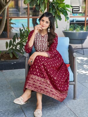 Walkway vol 50 by Blue hills fancy foil printed anarkali kurti catalogue kurtis catalogs