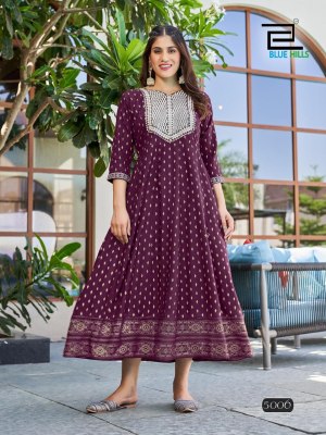 Walkway vol 50 by Blue hills fancy foil printed anarkali kurti catalogue kurtis catalogs