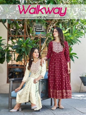 Walkway vol 50 by Blue hills fancy foil printed anarkali kurti catalogue kurtis catalogs