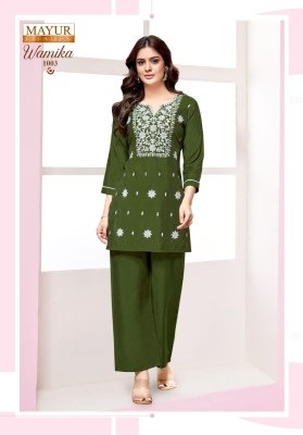 Wamika Vol 1 by mayur Premium Vertican Silk With Heavy Embroidery Work co ord set  western wear catalogs
