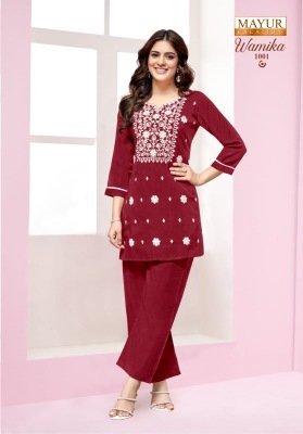 Wamika Vol 1 by mayur Premium Vertican Silk With Heavy Embroidery Work co ord set  western wear catalogs