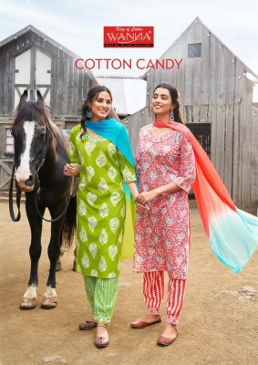 Wanna Cotton candy launch super fancy cotton kurti with cotton afghani pants and shioffon dupatta catalogue