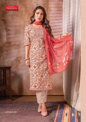 Wanna new Kanika Fancy Cotton Cambric  Thread Work Kurti With Cotton Pant   Chiffon Dupatta Catalogue kurtis catalogs