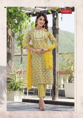 Wanna new launch Anayra Sober Fancy Pure   Rich Cotton Cambric Sober Thread Work Kurti With Cotton Pant Chiffon Dupatta Catalogue kurtis catalogs