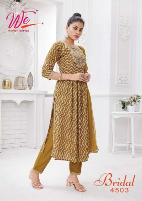 We By Women Ethnics Bridal Rayon Printed Kurti Pant With Fancy Dupatta Collection  readymade suit catalogs