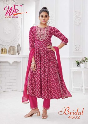 We By Women Ethnics Bridal Rayon Printed Kurti Pant With Fancy Dupatta Collection  readymade suit catalogs