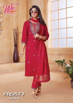 We By Women Ethnics Frosty Roman Silk Kurti Pant Dupatta Set wholesale Kurti catalogue  kurtis catalogs