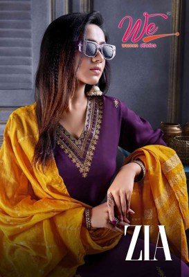 We By Women Ethnics Zia Roman Silk V neck  Kurti Pant Dupatta Set Wholesale Kurti Catalogue  We women ethnics 