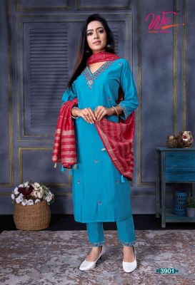 We By Women Ethnics Zia Roman Silk V neck  Kurti Pant Dupatta Set Wholesale Kurti Catalogue  kurtis catalogs