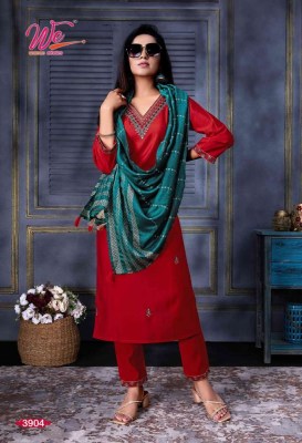 We By Women Ethnics Zia Roman Silk V neck  Kurti Pant Dupatta Set Wholesale Kurti Catalogue  kurtis catalogs