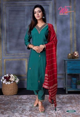 We By Women Ethnics Zia Roman Silk V neck  Kurti Pant Dupatta Set Wholesale Kurti Catalogue  kurtis catalogs