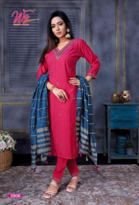 We By Women Ethnics Zia Roman Silk V neck  Kurti Pant Dupatta Set Wholesale Kurti Catalogue  kurtis catalogs