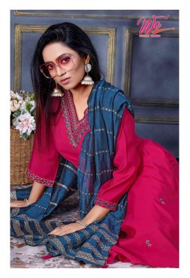 We By Women Ethnics Zia Roman Silk V neck  Kurti Pant Dupatta Set Wholesale Kurti Catalogue  kurtis catalogs