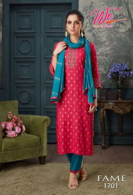 We Women Ethnic Fame Bombay Rayon Kurti Pant Dupatta Set Kurti catalogue wholesaler  kurtis catalogs