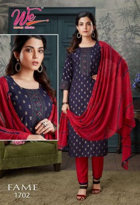 We Women Ethnic Fame Bombay Rayon Kurti Pant Dupatta Set Kurti catalogue wholesaler  kurtis catalogs