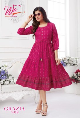 We Women Ethnics Grazia Fancy Rayon Long Gown Stylish wholesale Kurti catalogue   We women ethnics 