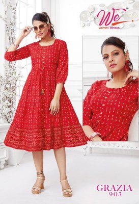 We Women Ethnics Grazia Fancy Rayon Long Gown Stylish wholesale Kurti catalogue   kurtis catalogs