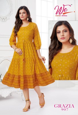 We Women Ethnics Grazia Fancy Rayon Long Gown Stylish wholesale Kurti catalogue   kurtis catalogs