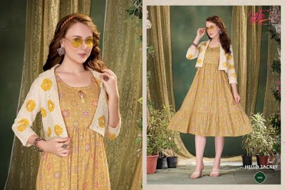 We Women Ethnics Hello Jacket Pure Capsule Print With Chicken Koti Kurti Catalogue supplier  kurtis catalogs