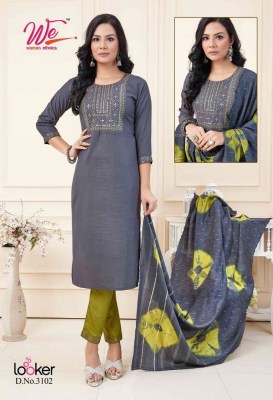 We Women Ethnics Looker Ruby Cotton Kurti Pant Dupatta Wholesale Kurti catalogue  kurtis catalogs