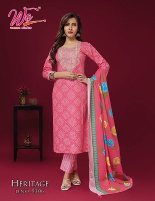 We by Heritage pure cotton printed kurti pant and dupatta catalogue at low rate readymade suit catalogs