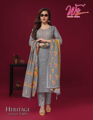 We by Heritage pure cotton printed kurti pant and dupatta catalogue at low rate readymade suit catalogs