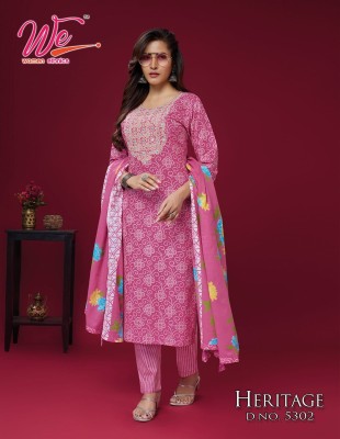 We by Heritage pure cotton printed kurti pant and dupatta catalogue at low rate readymade suit catalogs