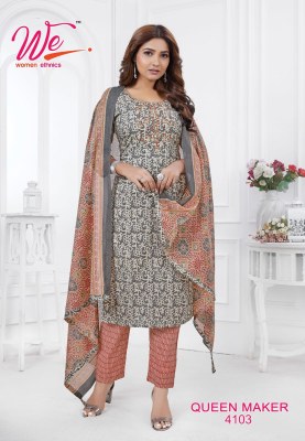 We by Queen maker pure cotton printed readymade suit catalogue at amaviexpo readymade suit catalogs