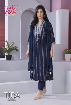 We by Tira heavy soft reyon with silver line kurti pant and dupatta catalogue at wholesale price readymade suit catalogs