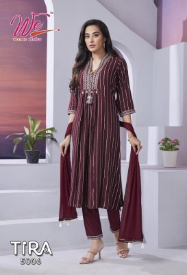 We by Tira heavy soft reyon with silver line kurti pant and dupatta catalogue at wholesale price readymade suit catalogs